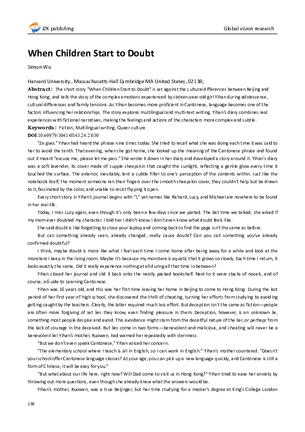 (PDF) When Children Start to Doubt