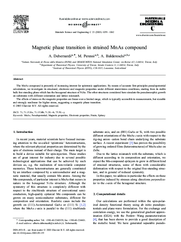 (PDF) Magnetic phase transition in strained MnAs compound