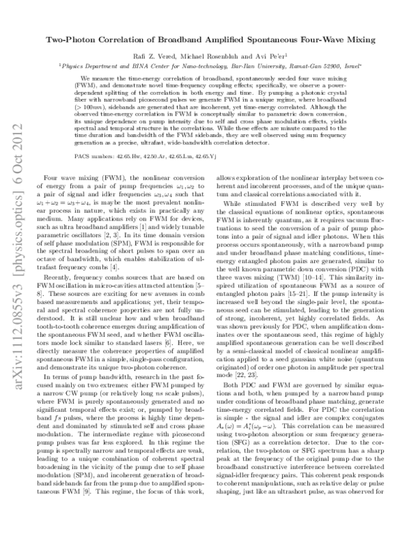 (PDF) Two-Photon Correlation of Spontaneously Generated Broadband Four ...