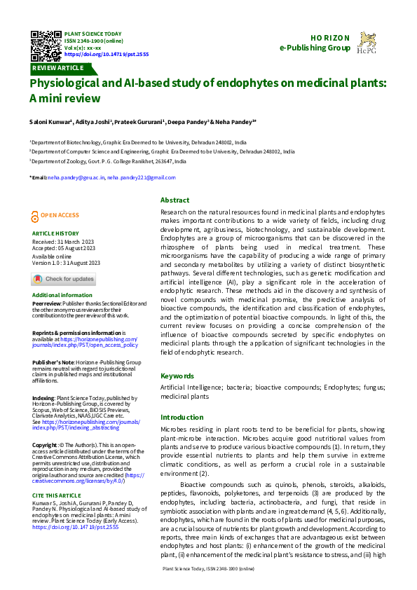 (PDF) Physiological and AI-based study of endophytes on medicinal ...
