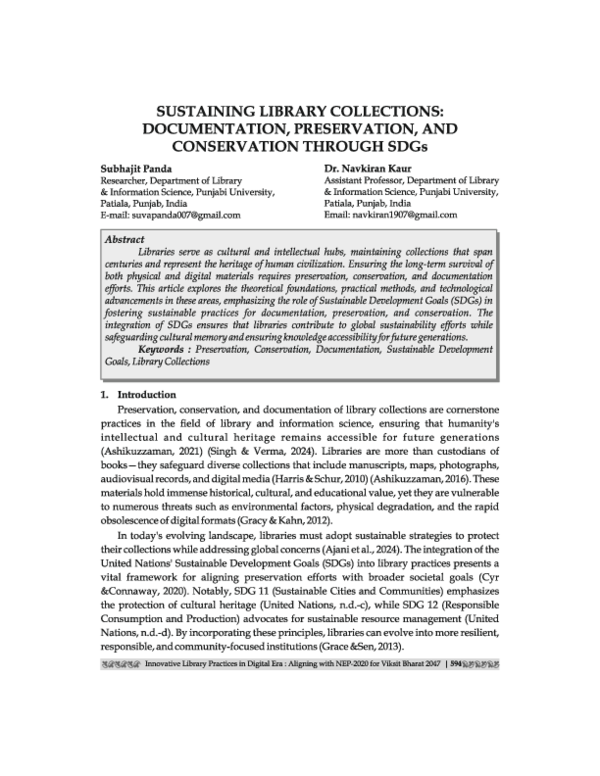 (PDF) Sustaining Library Collections: Documentation, Preservation, and ...