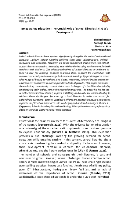 (PDF) Empowering Education: The Crucial Role of School Libraries in ...