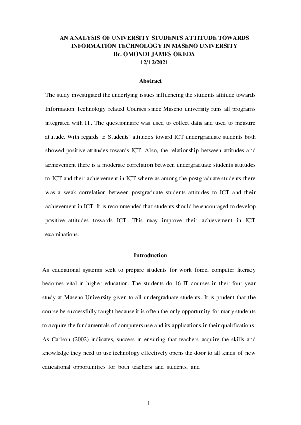(PDF) University students attitude Towards ICT Integrated Curriculum ...