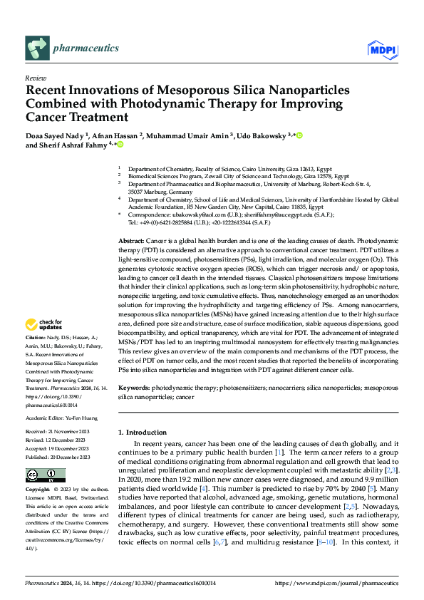 (PDF) Recent Innovations of Mesoporous Silica Nanoparticles Combined ...