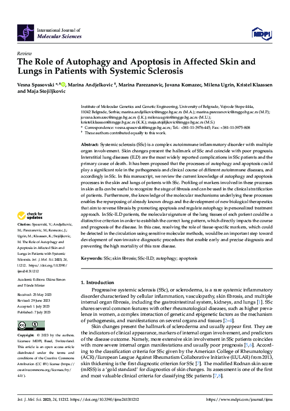 (PDF) The Role of Autophagy and Apoptosis in Affected Skin and Lungs in ...