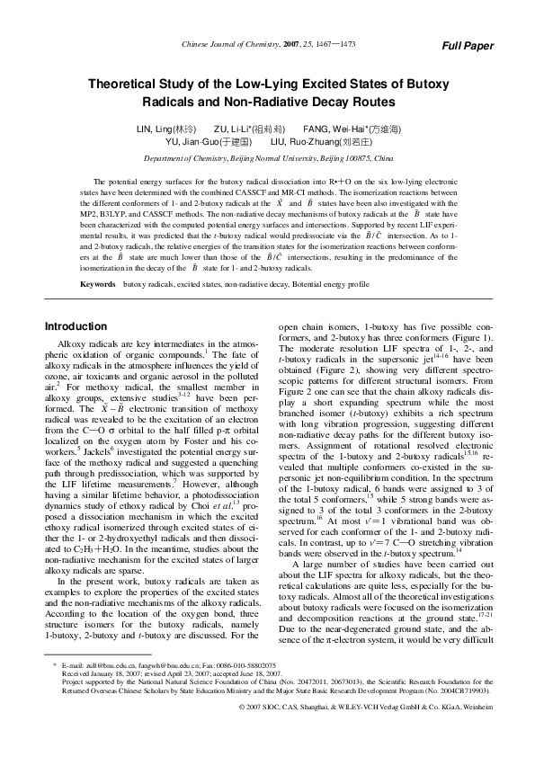 (PDF) Theoretical study of the low-lying excited states of cyclopropane ...