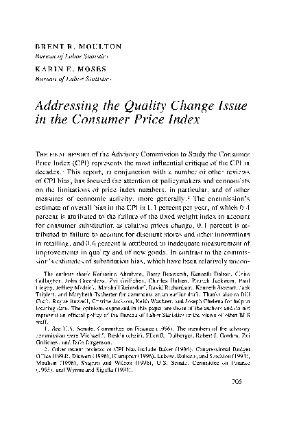 (PDF) Addressing the Quality Change Issue in the Consumer Price Index