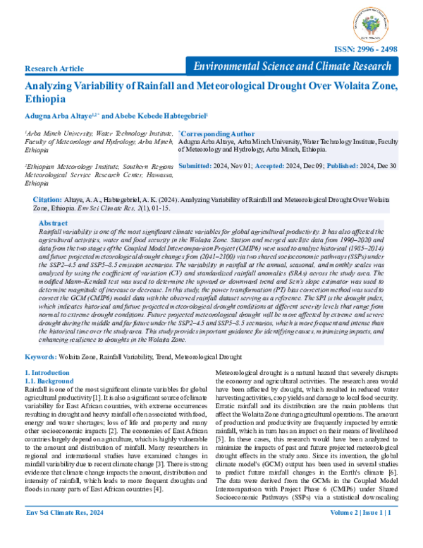 (PDF) Analyzing Variability of Rainfall and Meteorological Drought Over ...