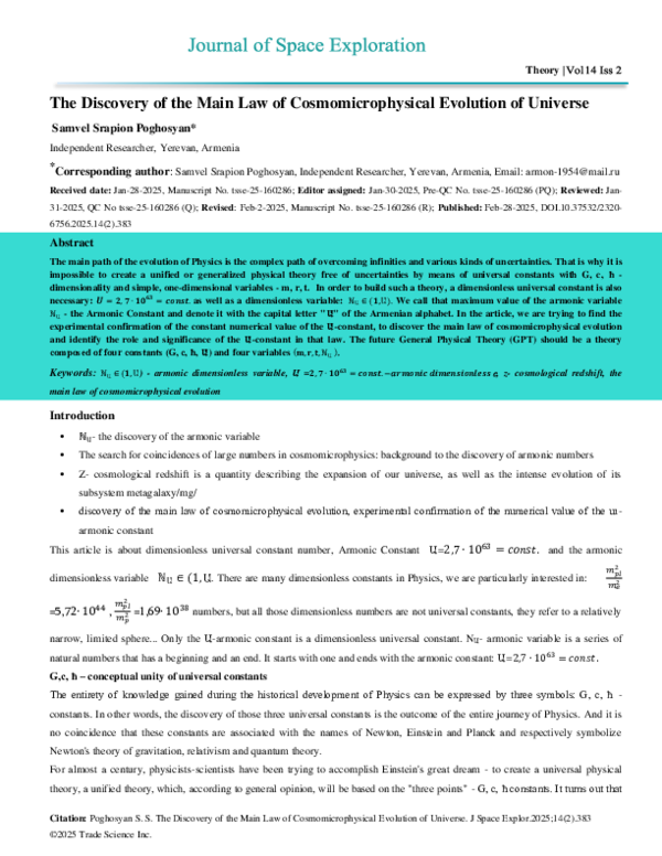 (PDF) The Discovery of the Main Law of Cosmomicrophysical Evolution of ...