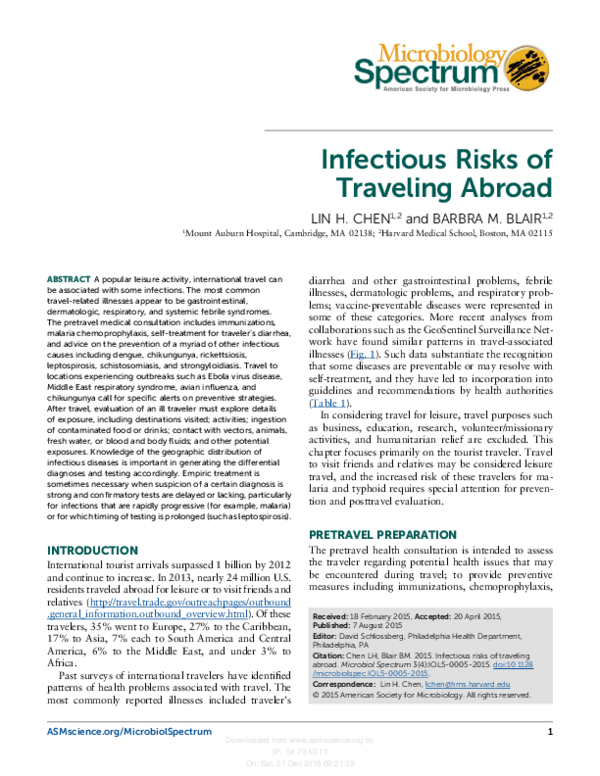 (PDF) Infectious Risks of Traveling Abroad