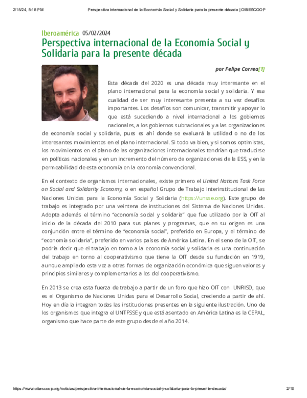 (PDF) Perspectiva internacional de la Economía Social y Solidaria para ...