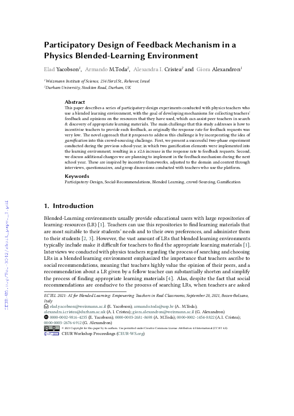 (PDF) Participatory Design of Feedback Mechanism in a Physics Blended ...