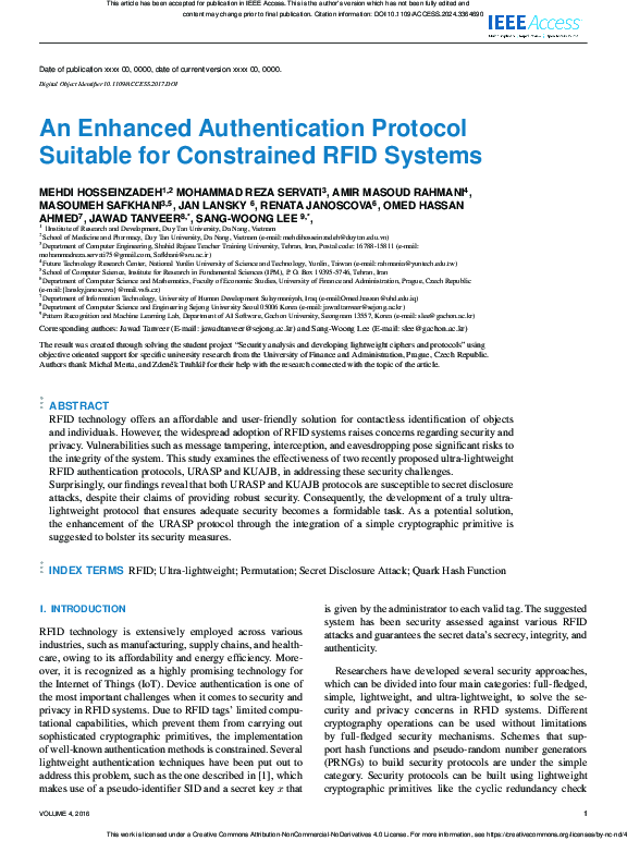 (PDF) An Enhanced Authentication Protocol Suitable for Constrained RFID ...