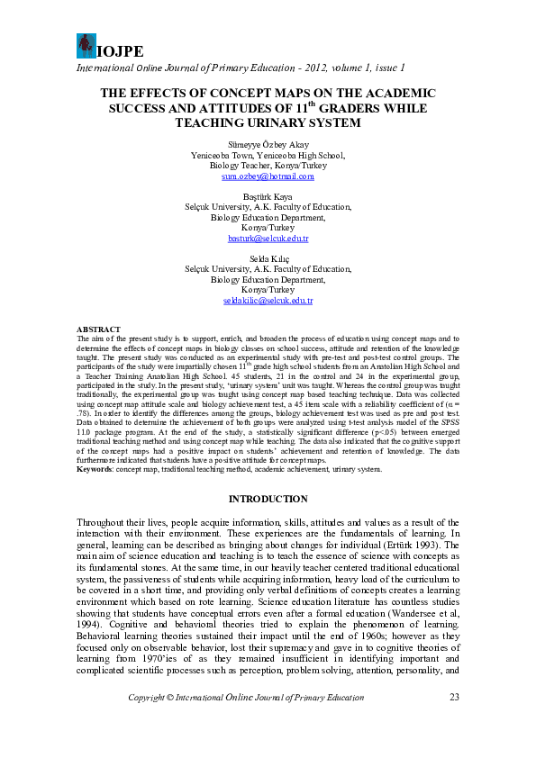 (PDF) The Effects of Concept Maps on the Academic Success and Attitudes ...