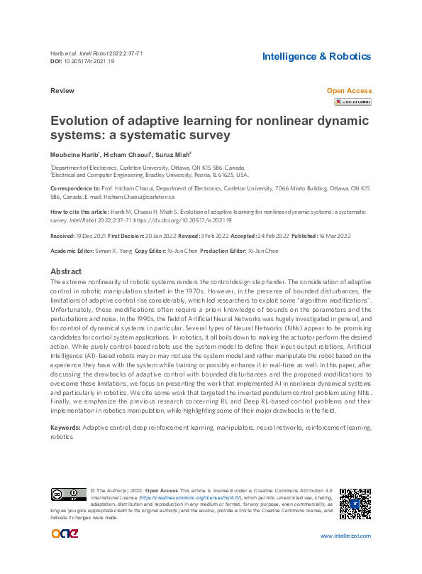 (PDF) Evolution of adaptive learning for nonlinear dynamic systems: a ...