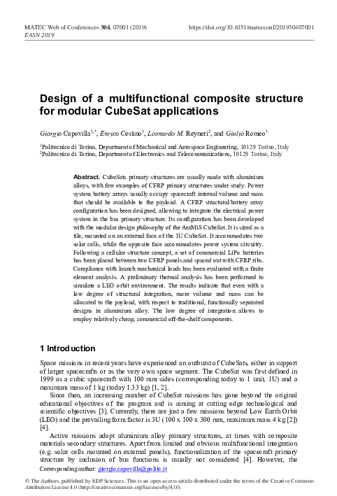 (PDF) Design of a multifunctional composite structure for modular ...
