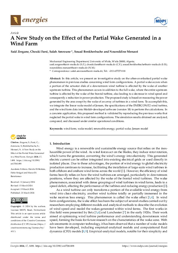 (PDF) A New Study on the Effect of the Partial Wake Generated in a Wind ...