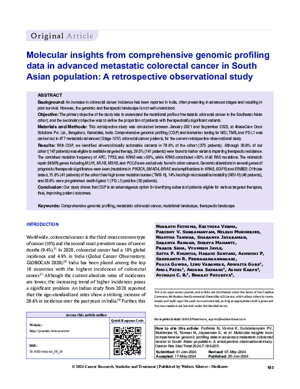 (PDF) Molecular insights from comprehensive genomic.