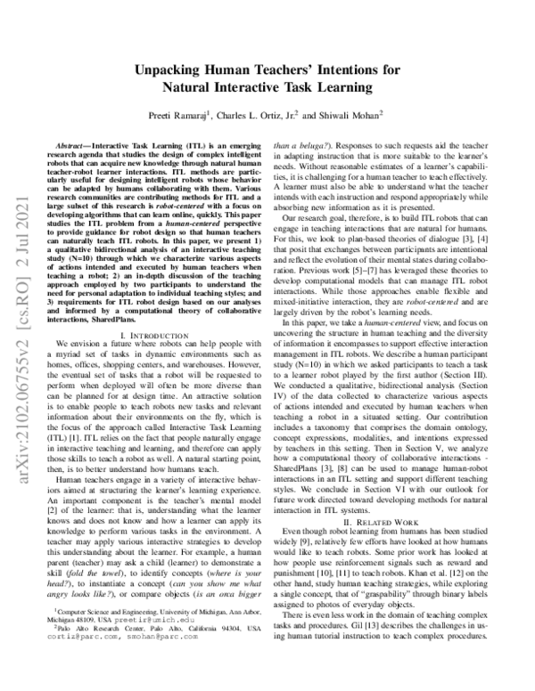(PDF) Unpacking Human Teachers’ Intentions for Natural Interactive Task ...