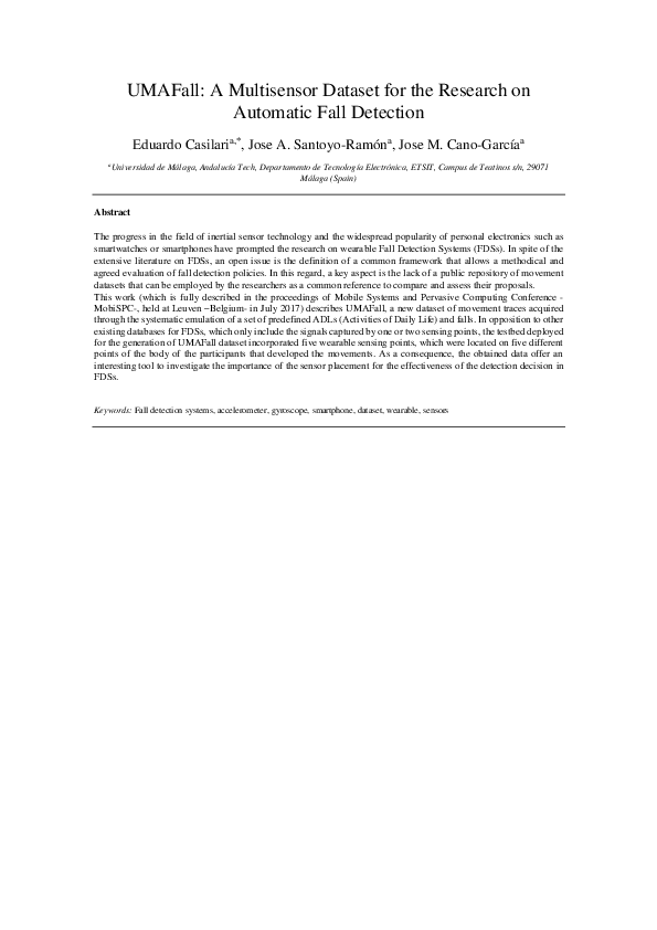 (PDF) UMAFall: A Multisensor Dataset for the Research on Automatic Fall ...
