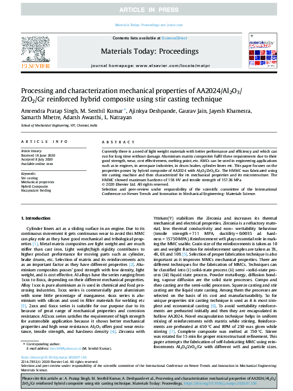 (PDF) Processing and characterization mechanical properties of AA2024 ...