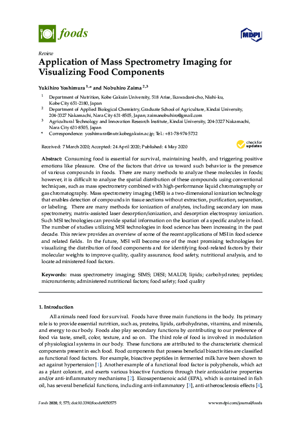 (PDF) Application of Mass Spectrometry Imaging for Visualizing Food ...
