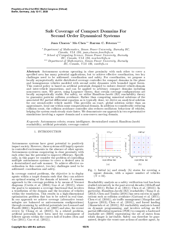 (PDF) Safe Coverage of Compact Domains For Second Order Dynamical Systems