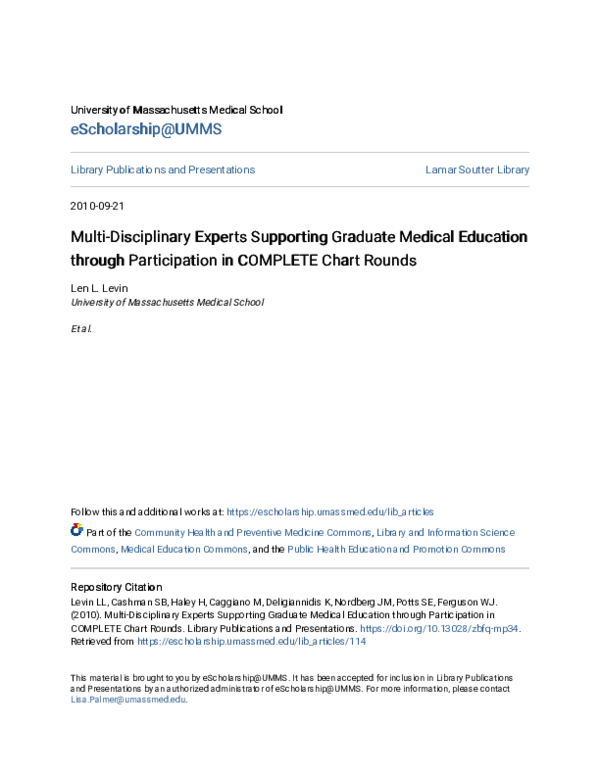 (PDF) Multi-Disciplinary Experts Supporting Graduate Medical Education ...