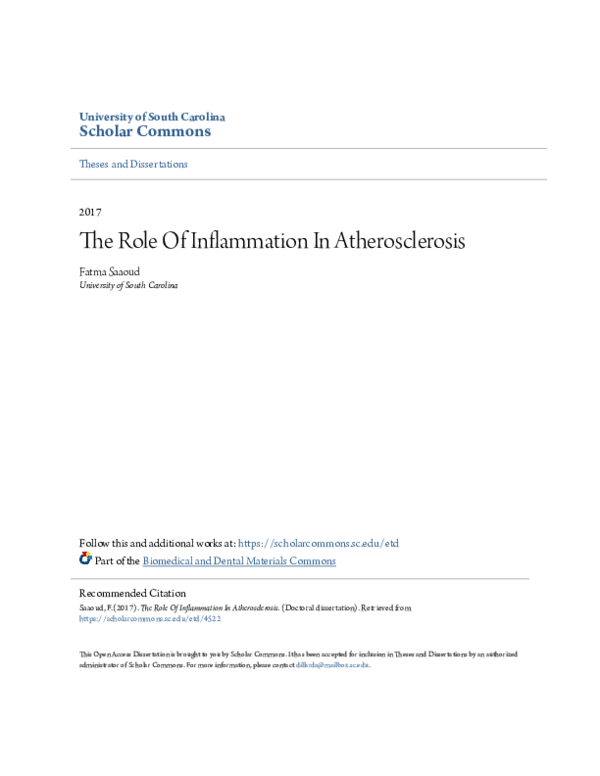 (PDF) The Role of Inflammation in Atherosclerosis