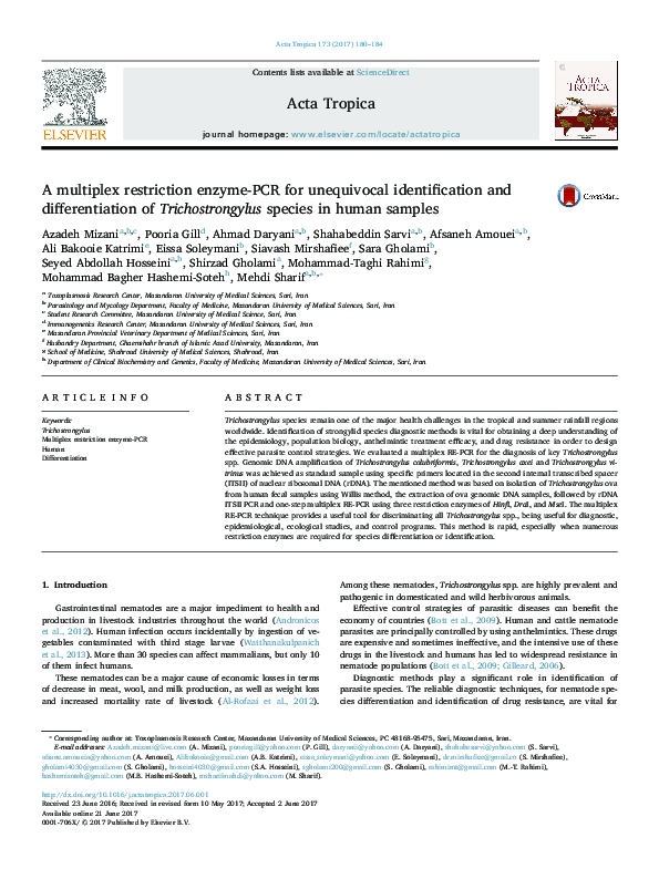 (PDF) A multiplex restriction enzyme-PCR for unequivocal identification ...