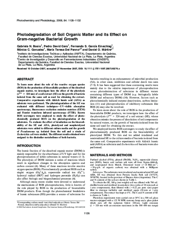 (PDF) Photodegradation of Soil Organic Matter and its Effect on Gram ...