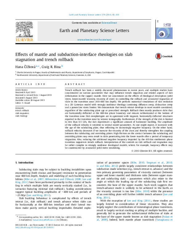 (PDF) Effects of mantle and subduction-interface rheologies on slab ...