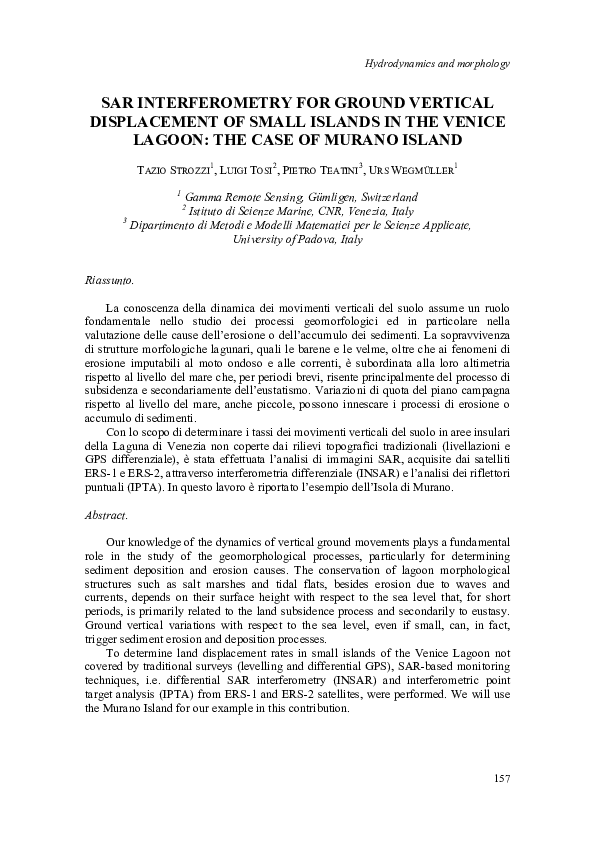(PDF) SAR Interferometry for ground vertical displacement of small ...