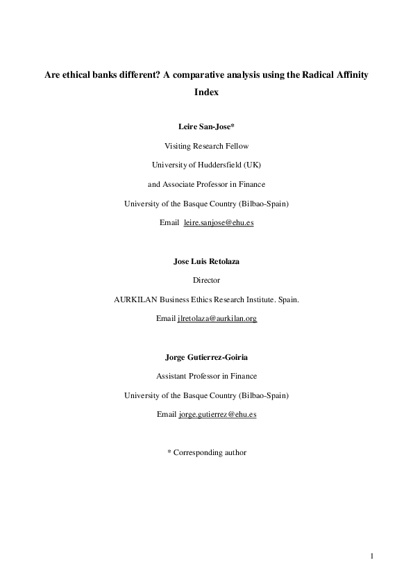 (PDF) Are Ethical Banks Different? A Comparative Analysis Using the ...