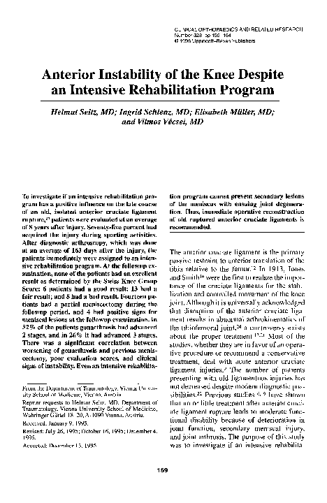 (PDF) Anterior Instability of the Knee Despite an Intensive ...