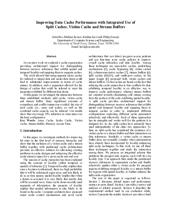 (PDF) Improving data cache performance with integrated use of split ...