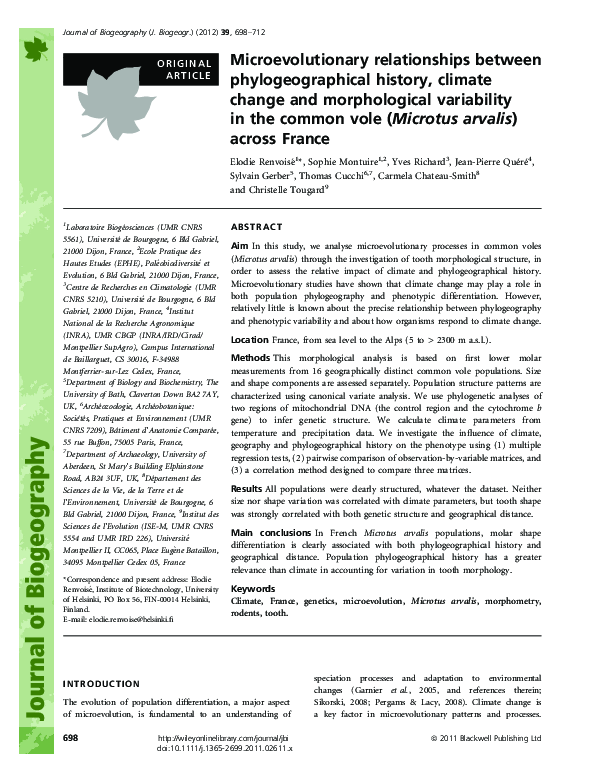 (PDF) Microevolutionary relationships between phylogeographical history ...