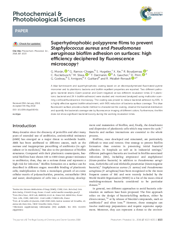(PDF) Superhydrophobic polypyrene films to prevent Staphylococcus ...