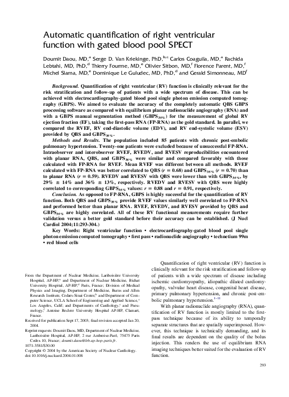 (PDF) Automatic quantification of right ventricular function with gated ...