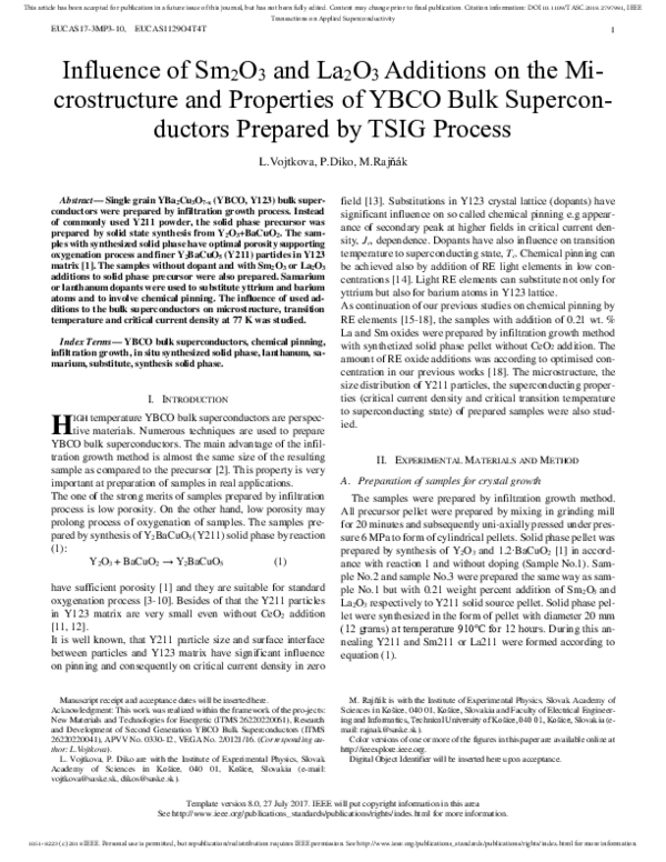(PDF) Influence of Sm2O3 and La2O3 Additions on the Microstructure and ...