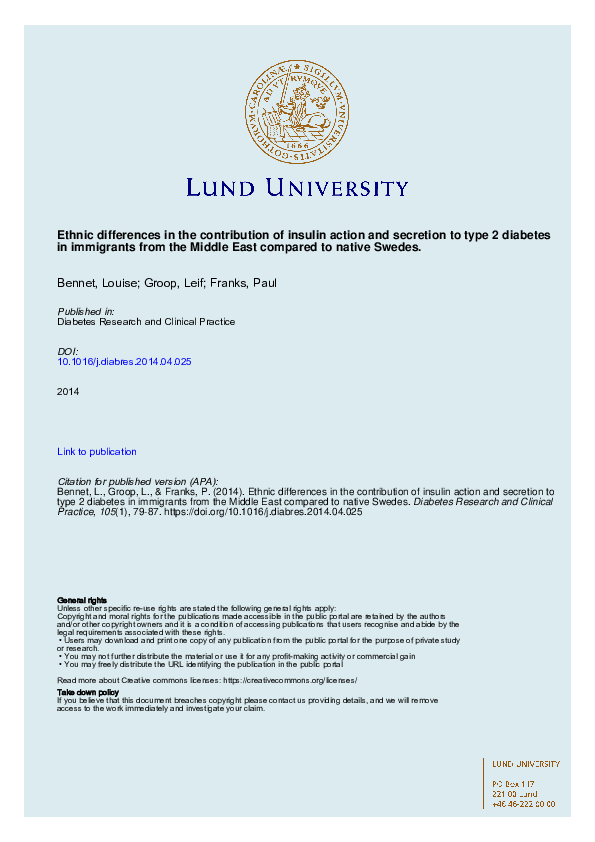 (PDF) Ethnic differences in the contribution of insulin action and ...
