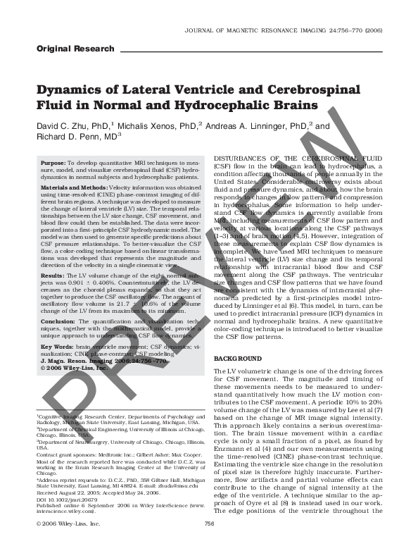 (PDF) Dynamics of lateral ventricle and cerebrospinal fluid in normal ...