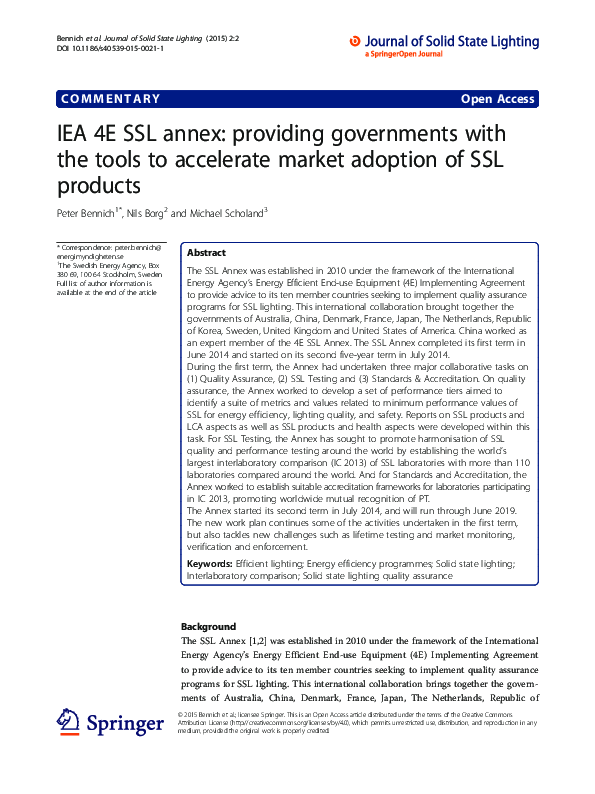 (PDF) IEA 4E SSL annex: providing governments with the tools to ...