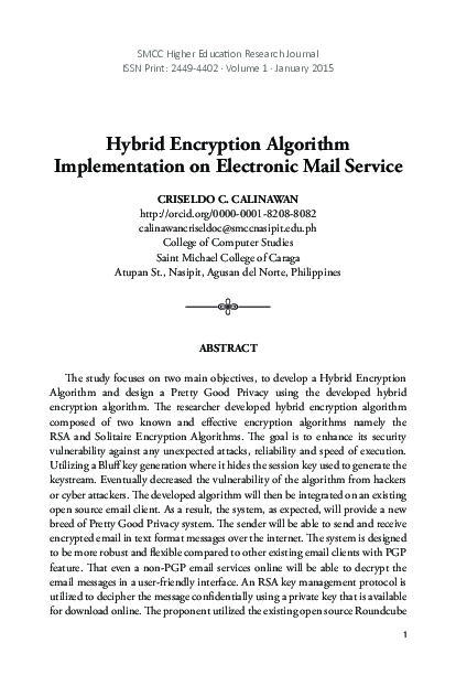 (PDF) Hybrid Encryption Algorithm Implementation on Electronic Mail Service