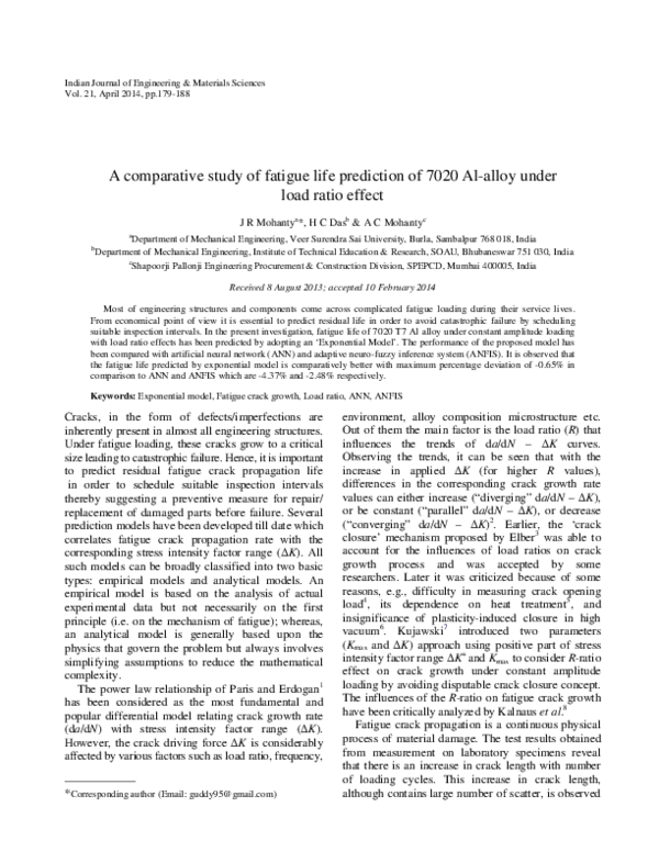 (PDF) A comparative study of fatigue life prediction of 7020 Al-alloy ...