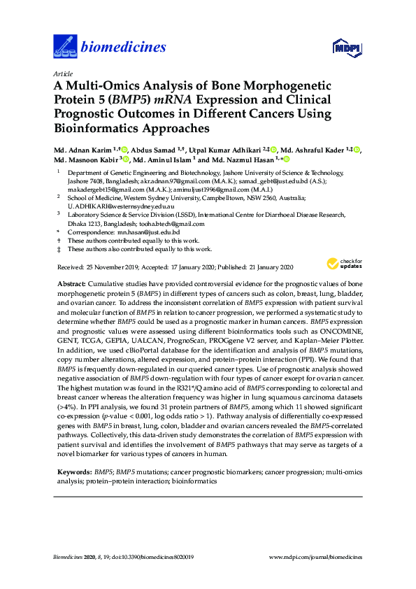 (PDF) A Multi-Omics Analysis of Bone Morphogenetic Protein 5 (BMP5 ...