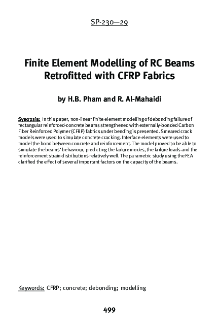 (PDF) Finite Element Modelling of RC Beams Retrofitted with CFRP Fabrics