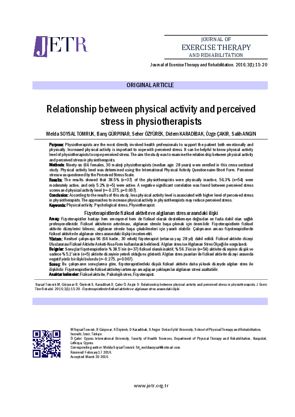 (PDF) Relationship between physical activity and perceived stress in ...