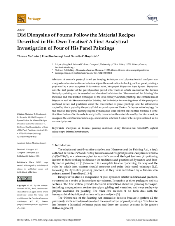 (PDF) Did Dionysius of Fourna Follow the Material Recipes Described in ...
