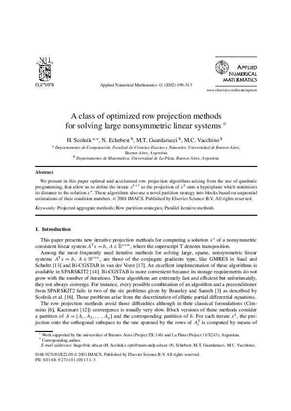 (PDF) A class of optimized row projection methods for solving large ...